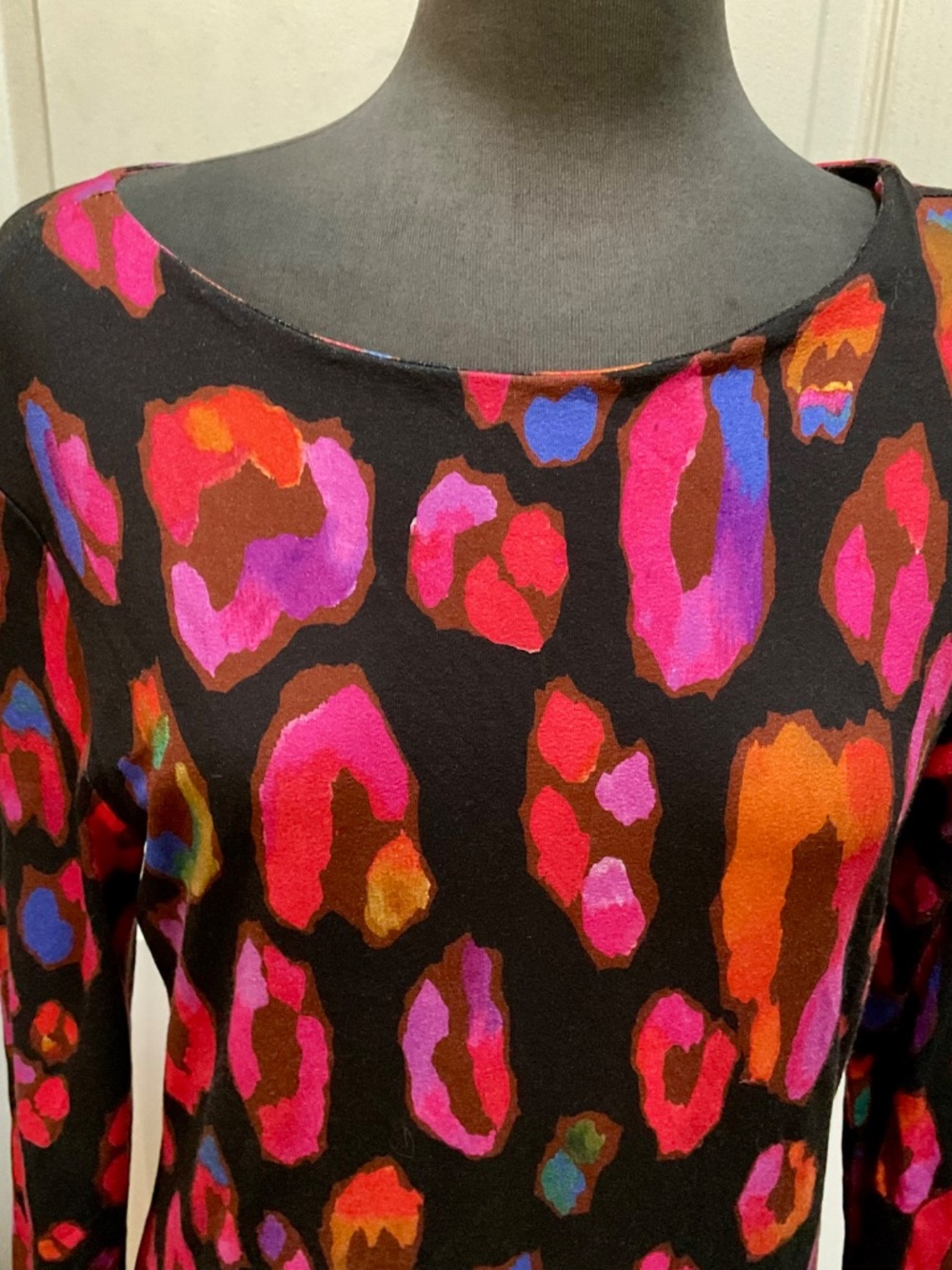 Farm Rio Black Iridescent Leopard Print Midi Dress XL - Picture 3 of 8